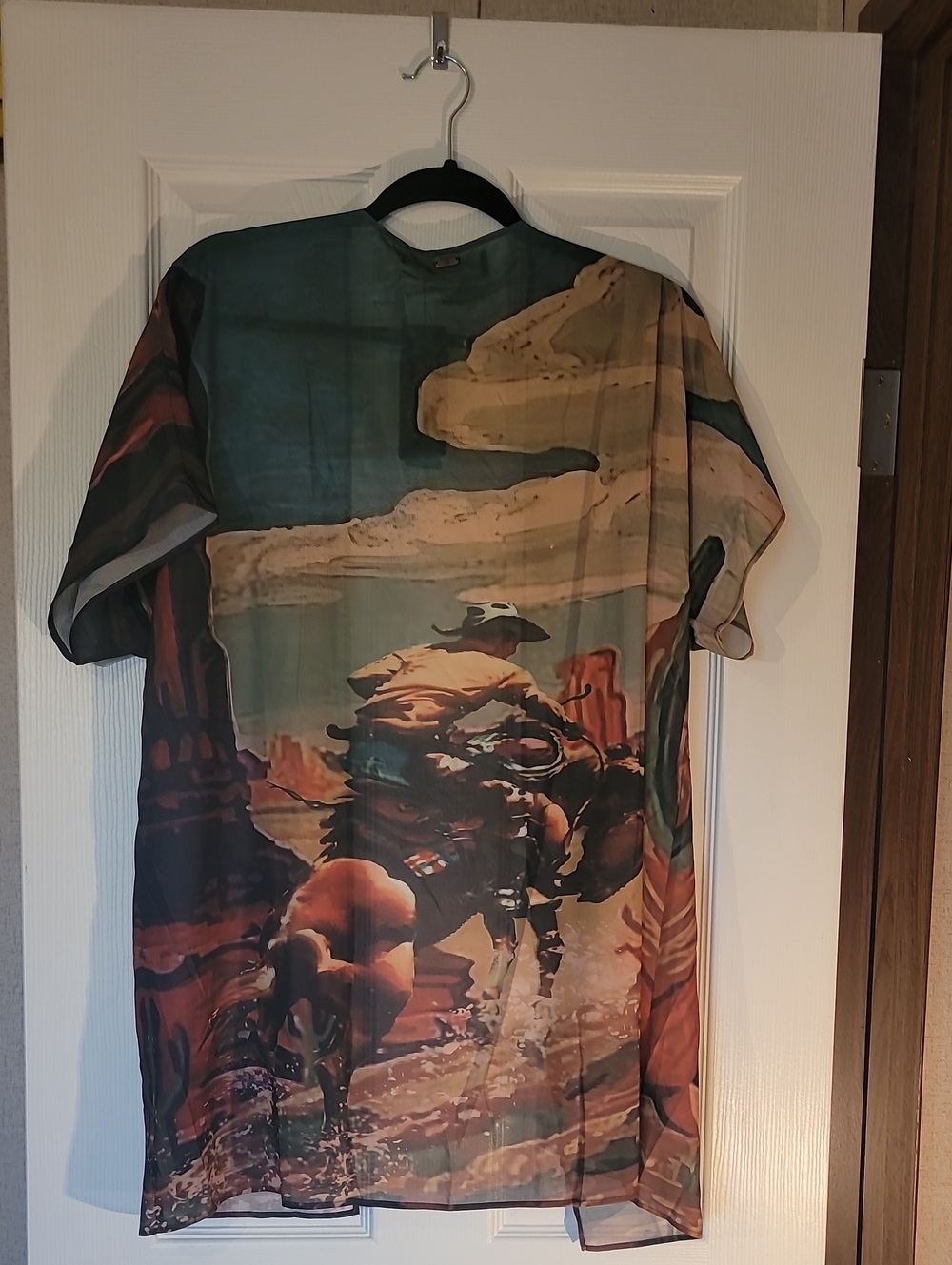 Lucky & Blessed Vintage Western Cowboy Desert Printed Kimono